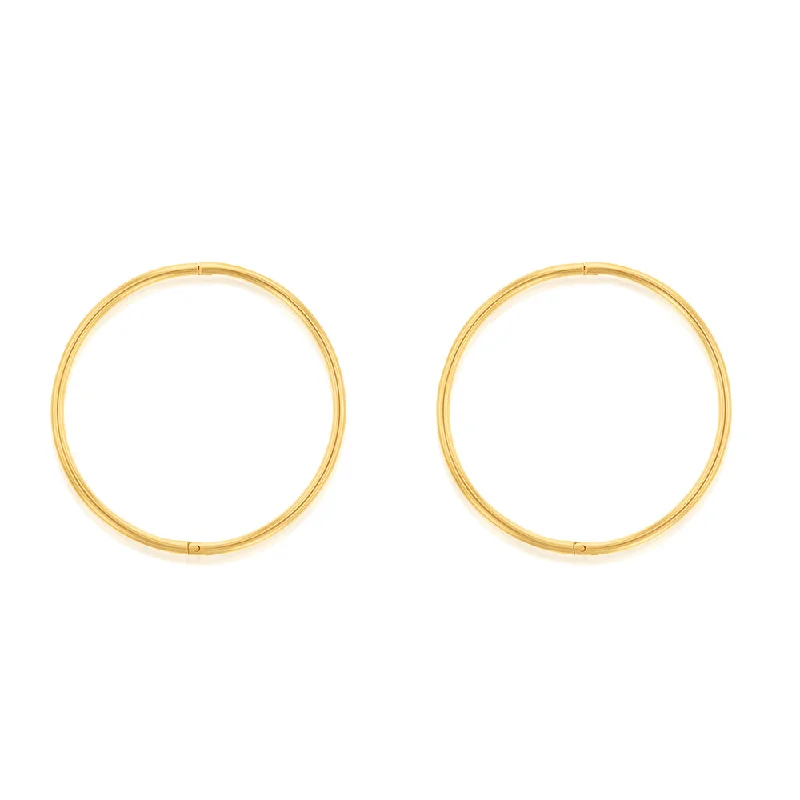 9ct Yellow Gold 25mm Plain Sleeper Earrings