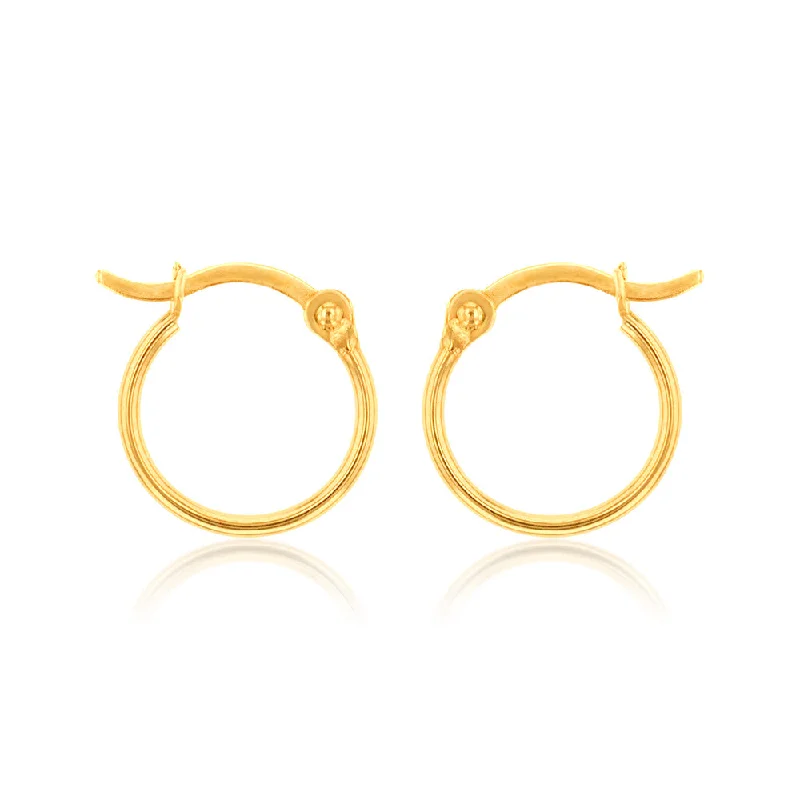 9ct Yellow Gold Polish 10mm Hoop Earring