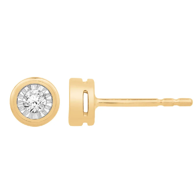 9ct Yellow Gold Stud Earrings with 10 Points of Diamond