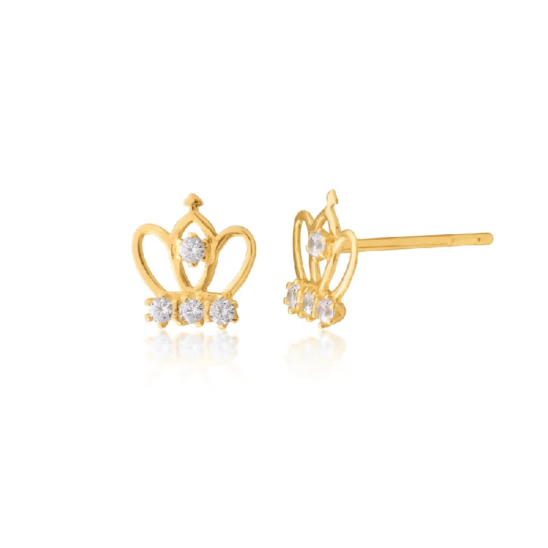 9ct Yellow Gold Zirconia Crown Studs