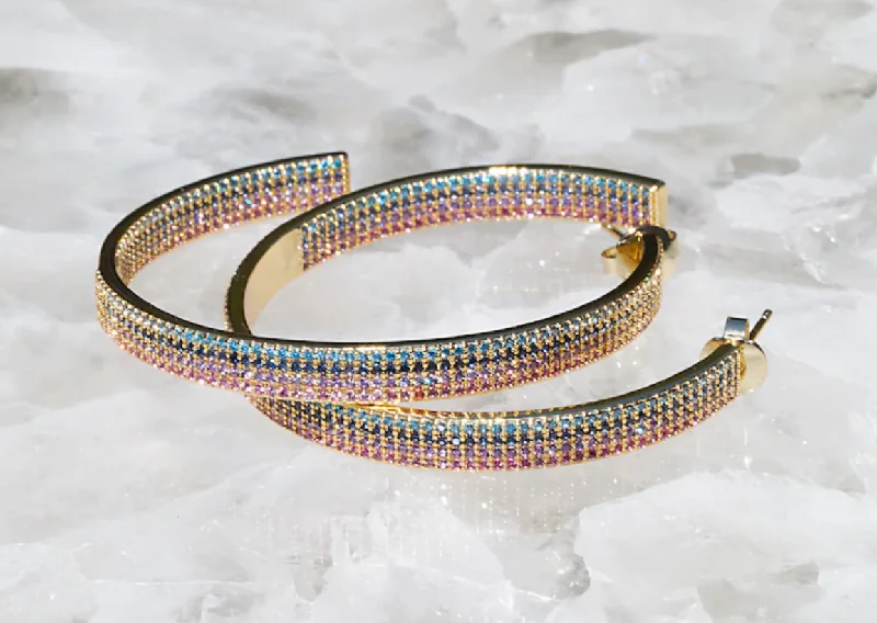 Mutli Rainbow CZ Hoops