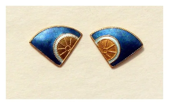 Vintage Shashi Vintage Shashi Fan Wheel Blue and Gold-Vermeil Studs