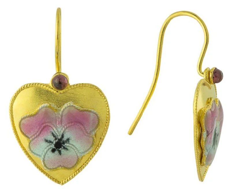 Vintage Shashi Hearts of Flower Gold-Vermeil Earrings