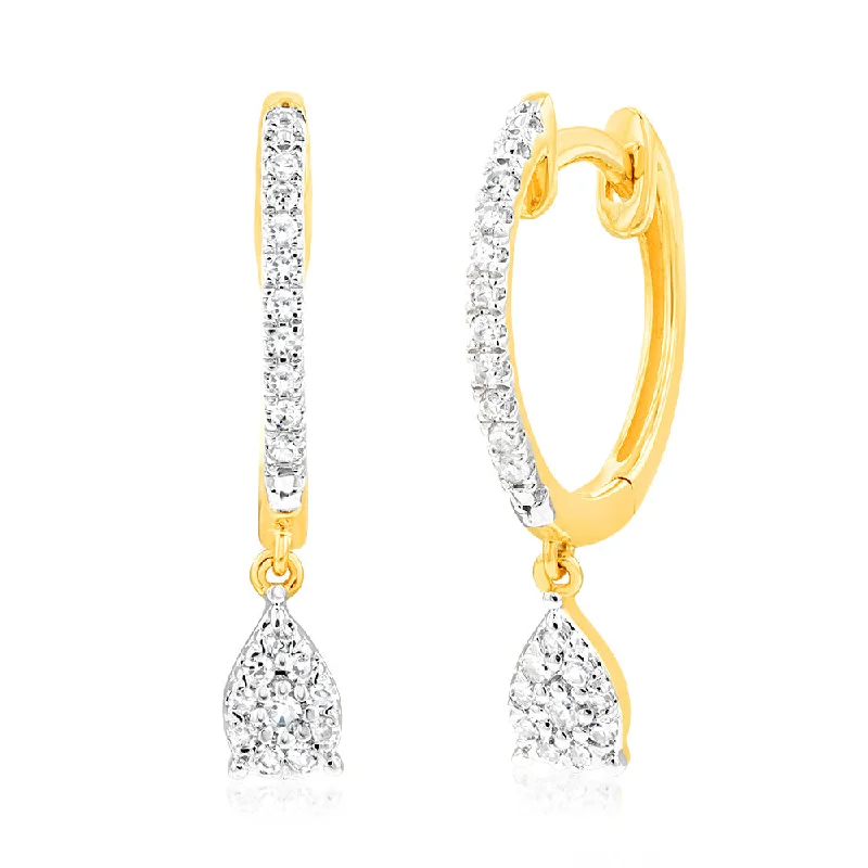 Luminesce Lab Grown 0.15Ct Diamond Drop earring in 9ct Yellow Gold