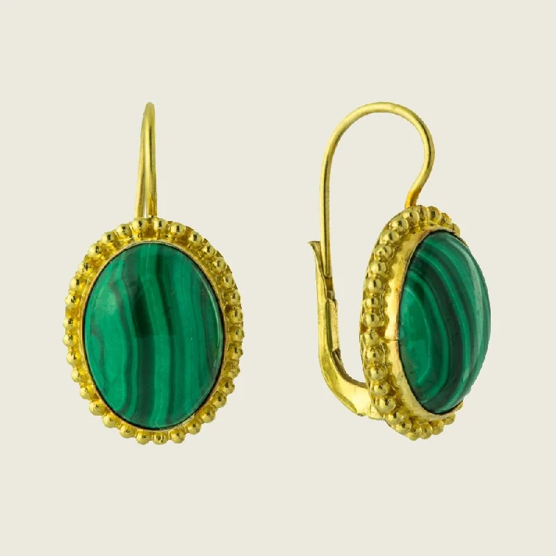 Royal Oval Malachite Earrings