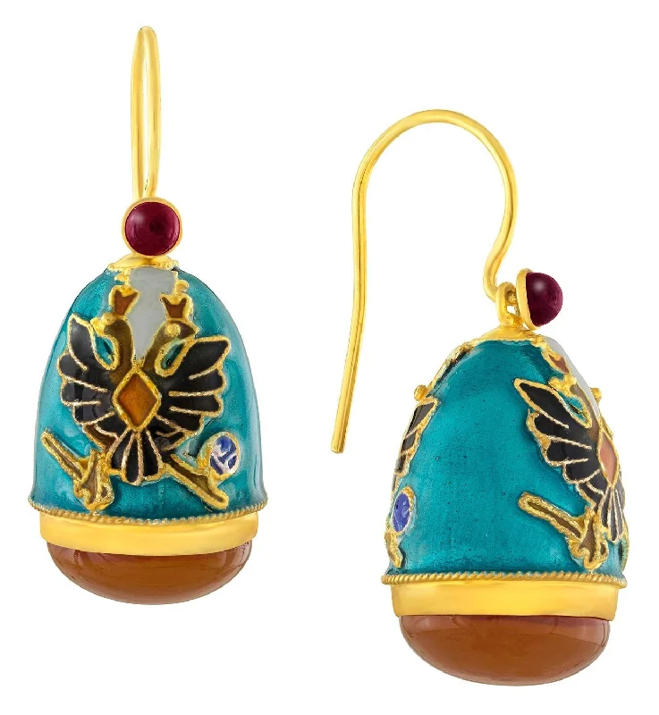 Countess Petrovna Carnelian Turquoise Egg Earrings