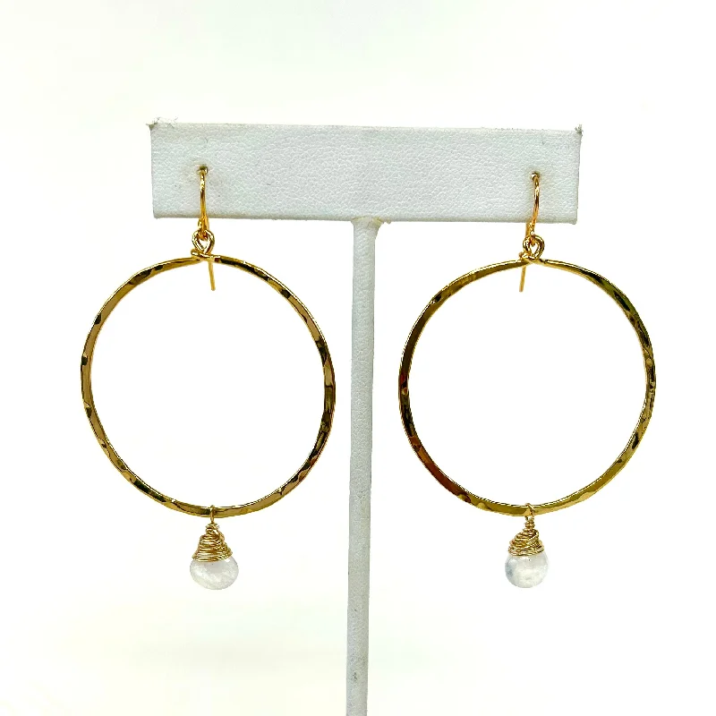 Moonstone Circle Hoop Earrings