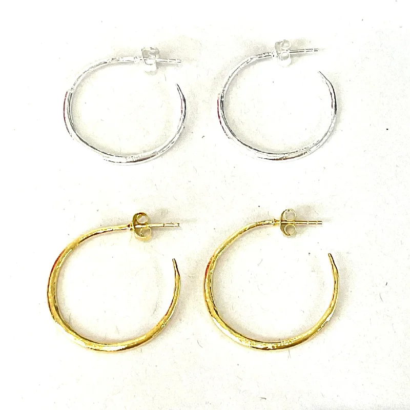 Sterling Or Gold Brushed Hoops