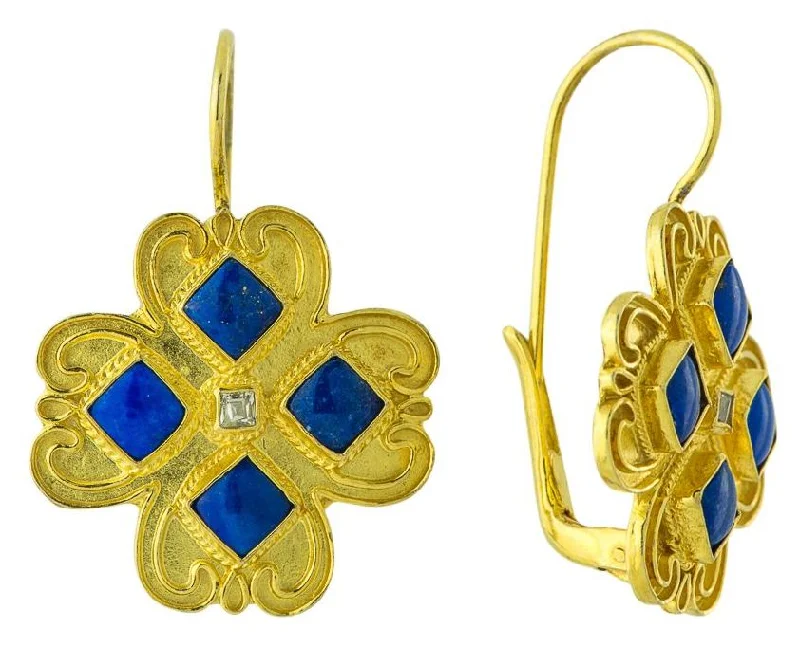 Shamrock Victorian Lapis Earrings