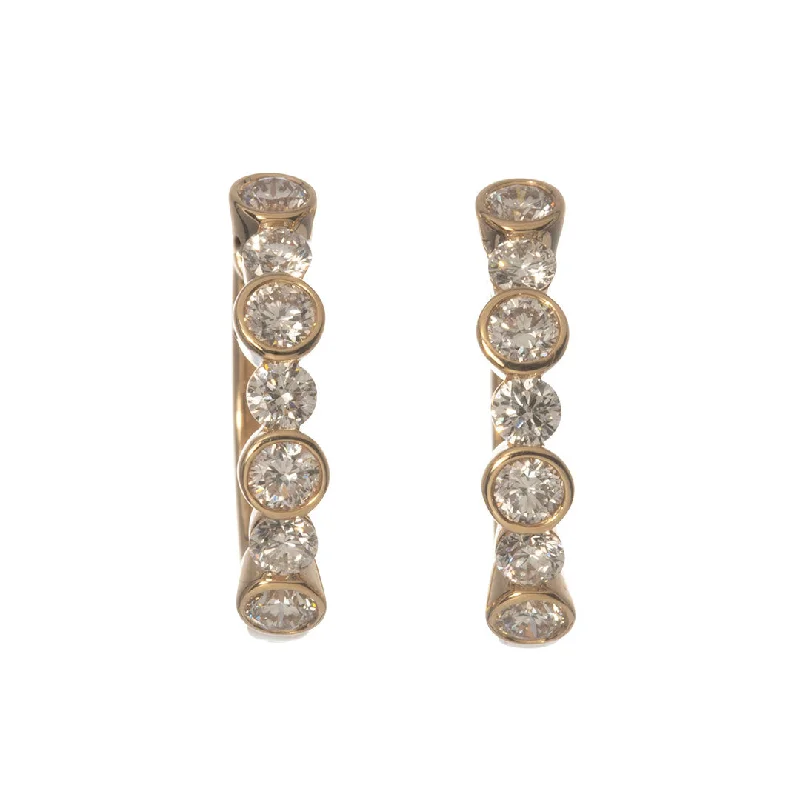 1.20ctw Diamond Bezel 14K Yellow Gold Hoop Earrings