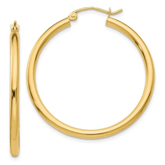 14K Yellow Gold 2.5x35mm Hoop Earrings