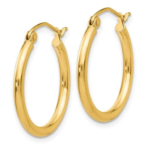 14K Yellow Gold 2x20mm Hoop Earrings