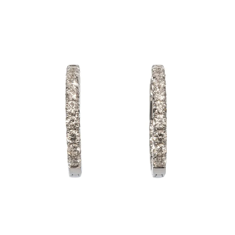 1ct Diamond Inside Out 14K White Gold Hoop Earrings