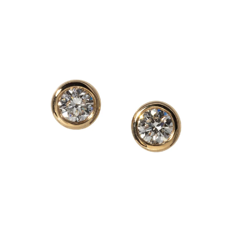 .30ctw Diamond Bezel 14K Yellow Gold Stud Earrings