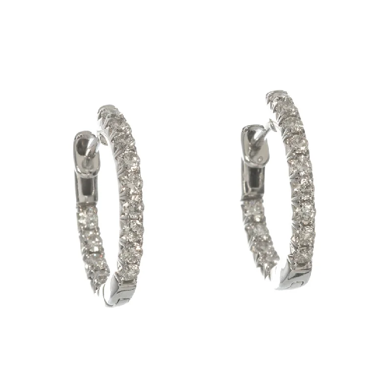 .50ct Diamond 14K White Gold Small Hoop Earrings