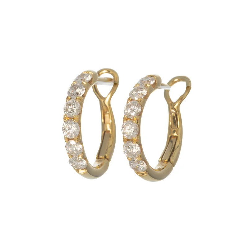 .70ct Diamond 14K Yellow Gold Small Hoop Earrings