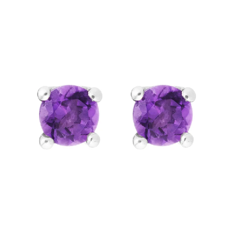 Amethyst 14K White Gold 4mm Stud Earrings