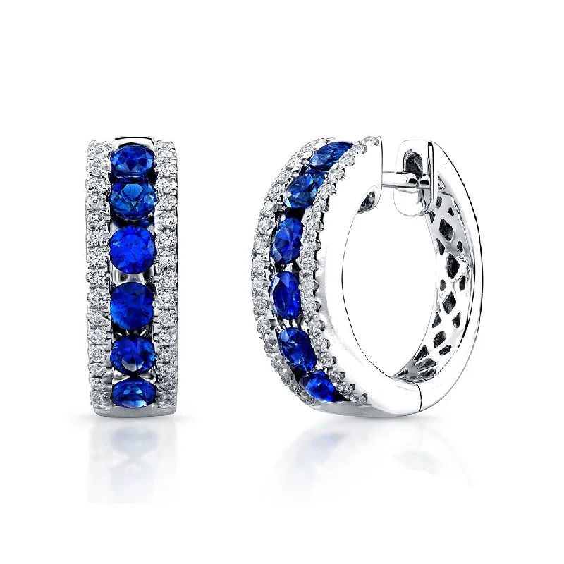 Sapphire & Diamond 14K Gold Huggie Earrings