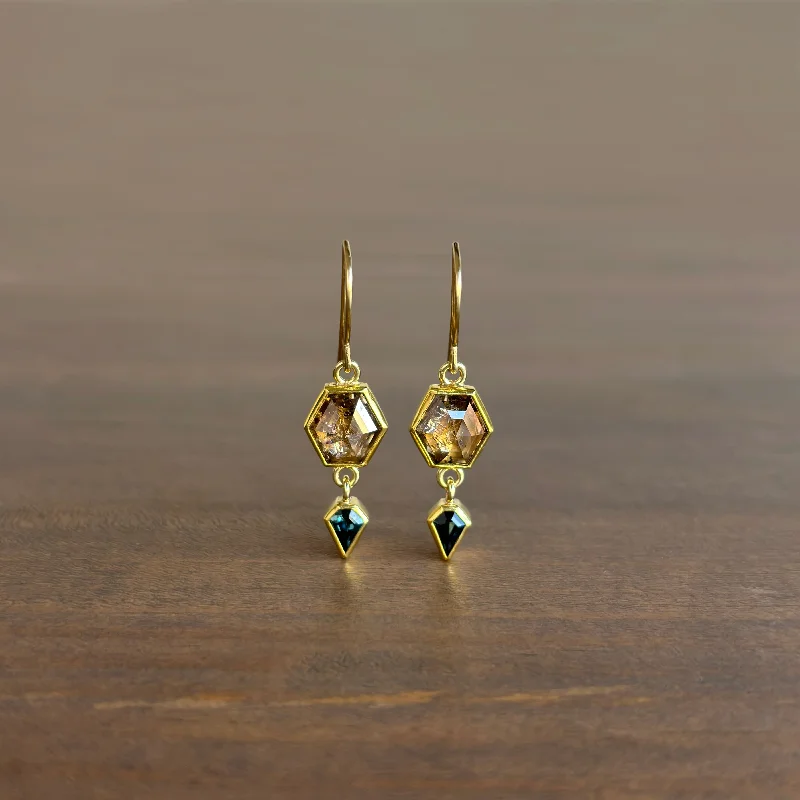 Brown Diamond & Montana Sapphire Earrings