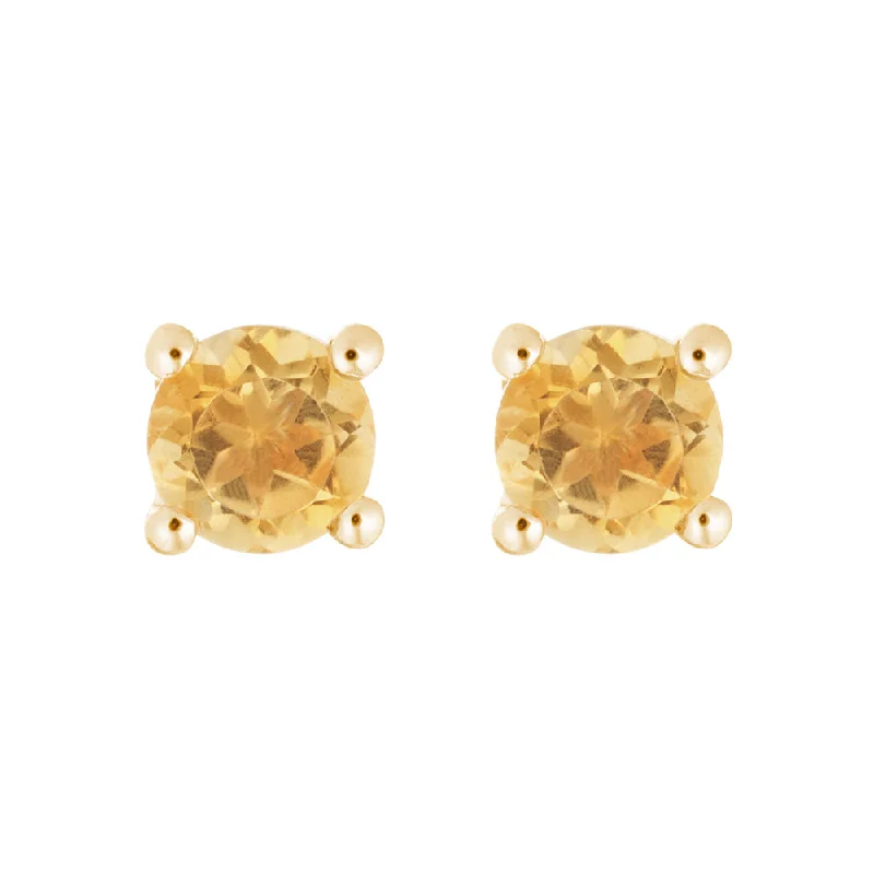 Citrine 14K Yellow Gold 4mm Stud Earrings