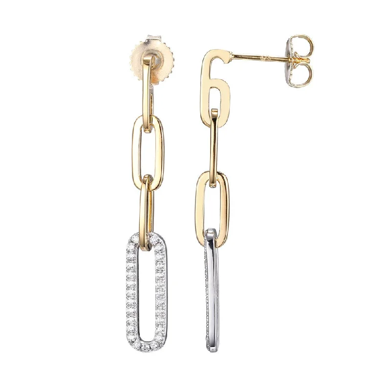 CZ Gold Plated Silver Paperclip Chain Earrings