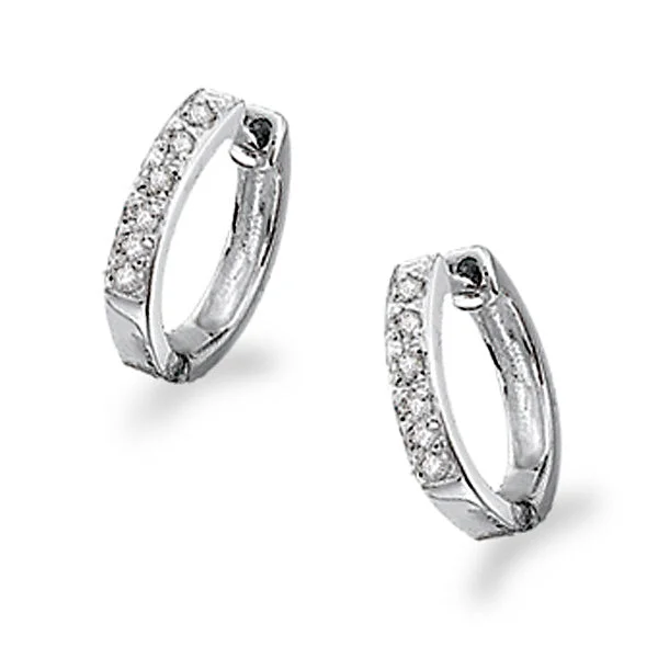 Diamond 14K Gold 11mm Huggie Hoop Earrings