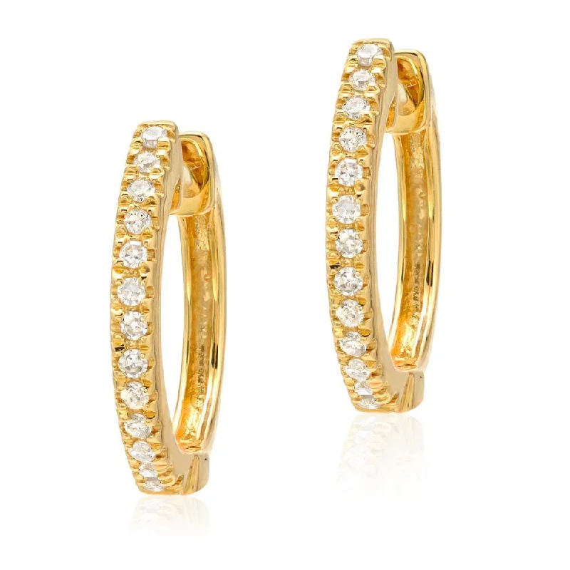 Diamond 14K Gold 8mm Small Huggie Earrings