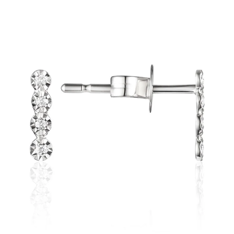 Diamond Bar 14K White Gold Stud Earrings