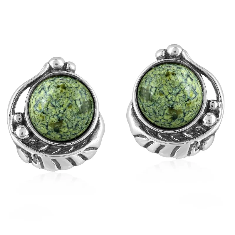 EXCLUSIVELY OURS! Sterling Silver Serpentine Leaf Design Button Earrings