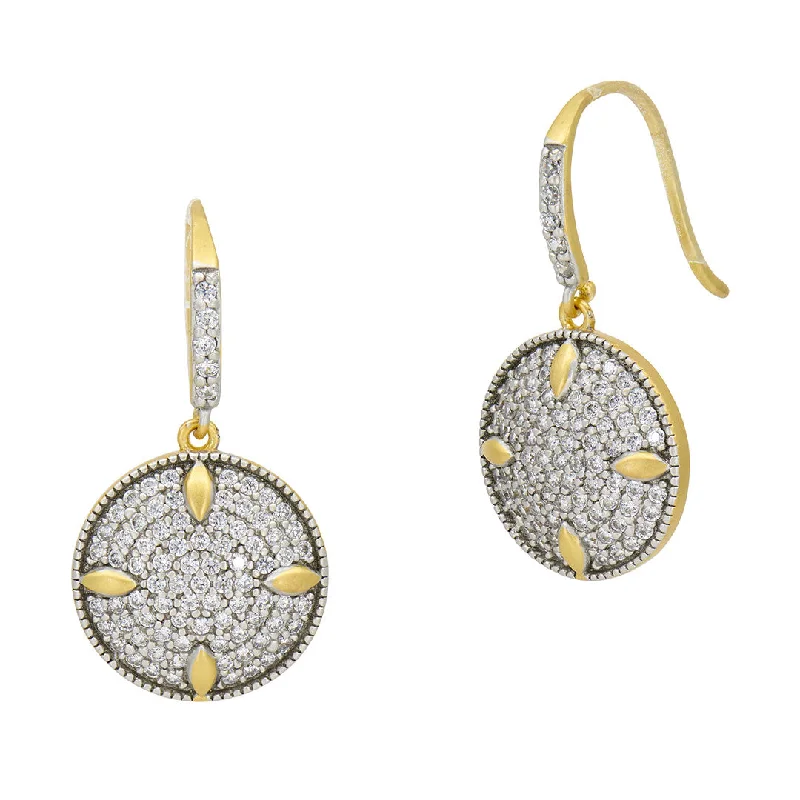 Freida Rothman Petals & Pavé Disc Earrings