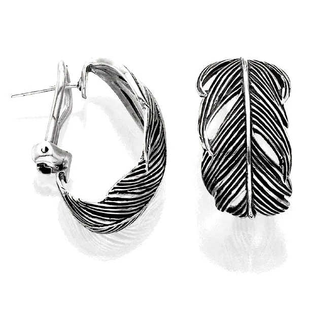 Grainger McKoy Sterling Silver Wide Feather Earrings