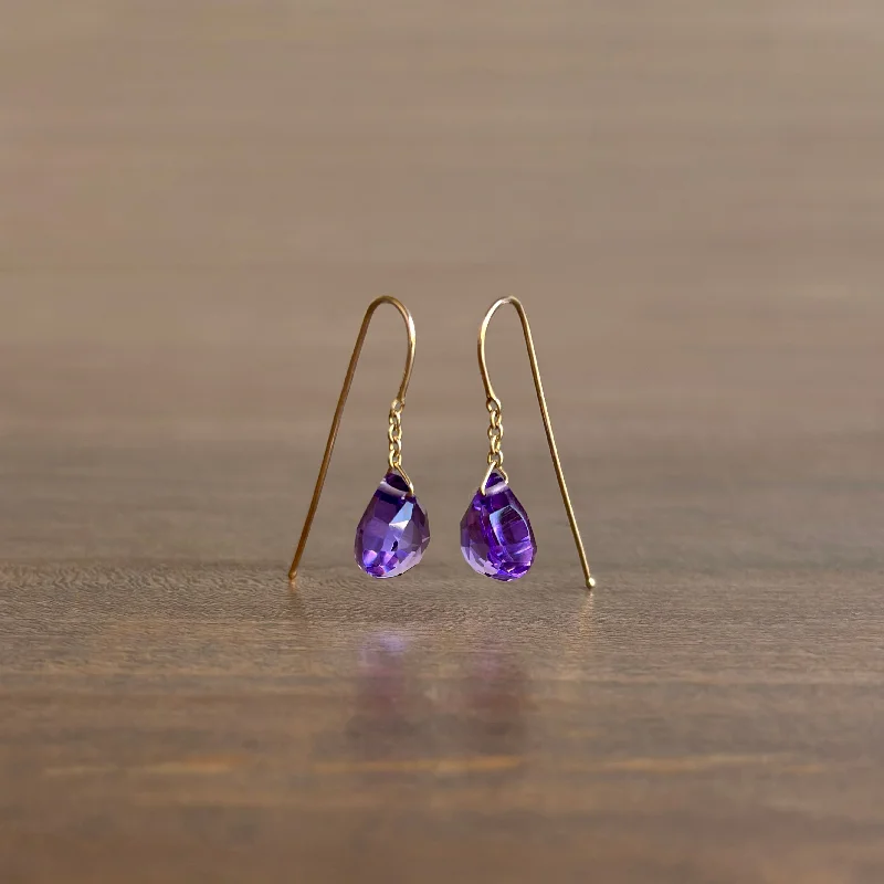 Gumdrop Amethyst Chain Drop Earrings