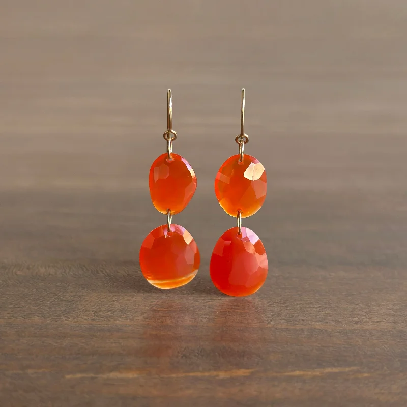 Link Chain Carnelian Chip Dangle Earrings