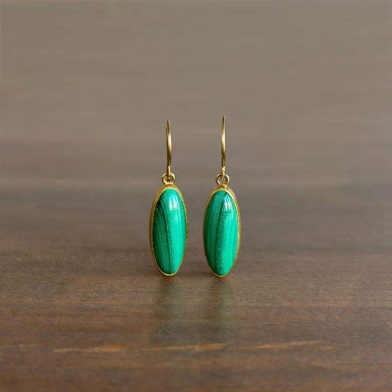 Malachite Oval Cabochon Earrings