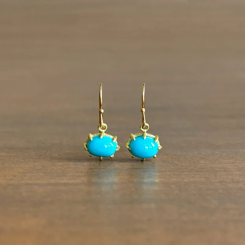 Mini Oval Sleeping Beauty Turquoise Earrings