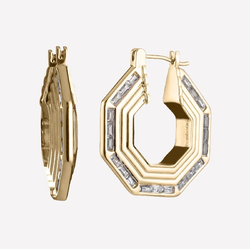 Noèle Baguette Hoop Earrings