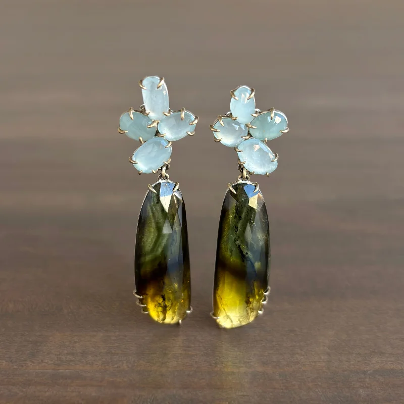 Of Air and Earth Aquamarine & Tourmaline Vanity Earrings