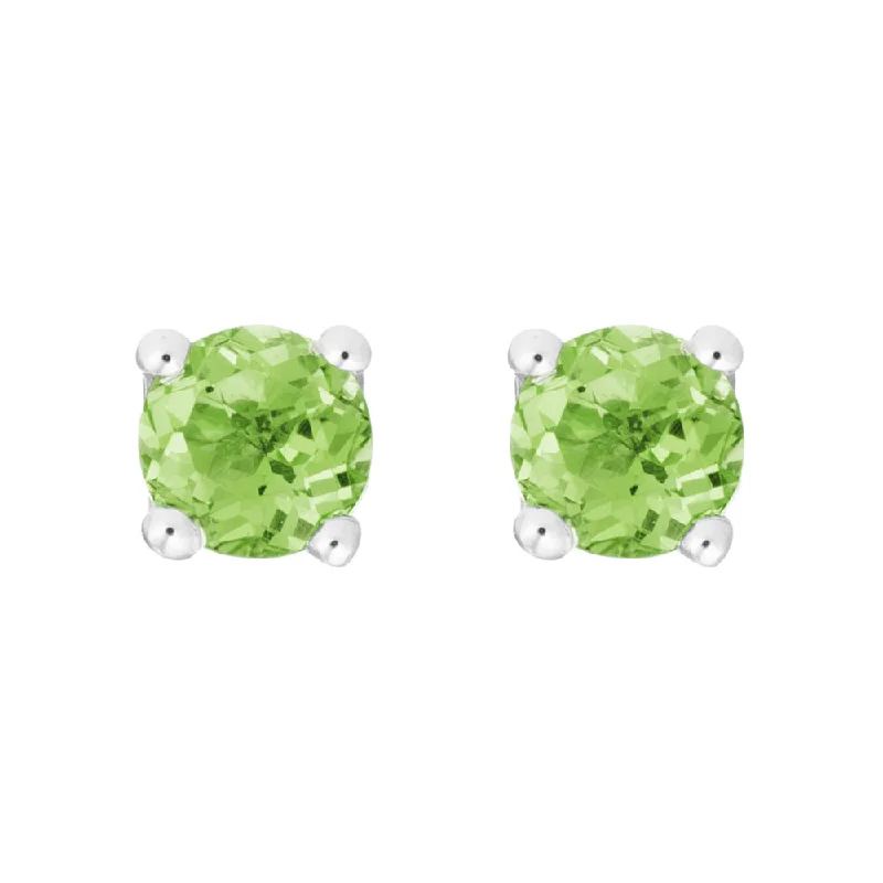 Peridot 14K White Gold 4mm Stud Earrings