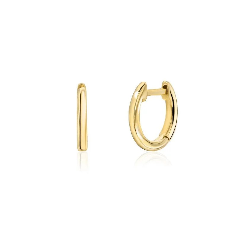 Petite High Polish 14K Yellow Gold Huggie Earrings