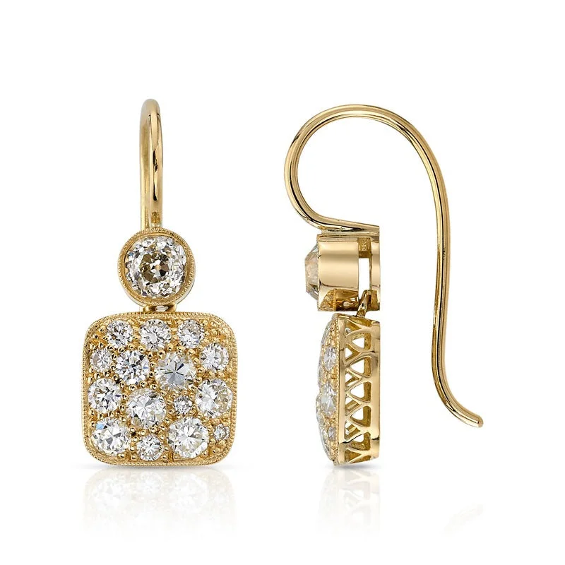 Single Stone Cobblestone Double Drop Earrings