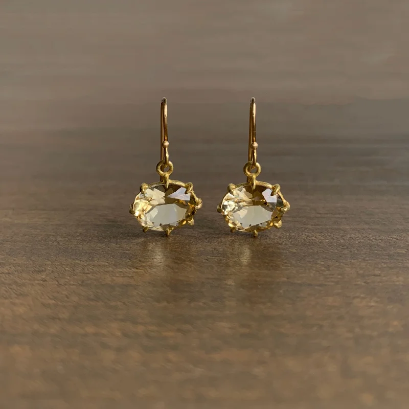 Small Faceted Oval Champagne Citrine Earrings