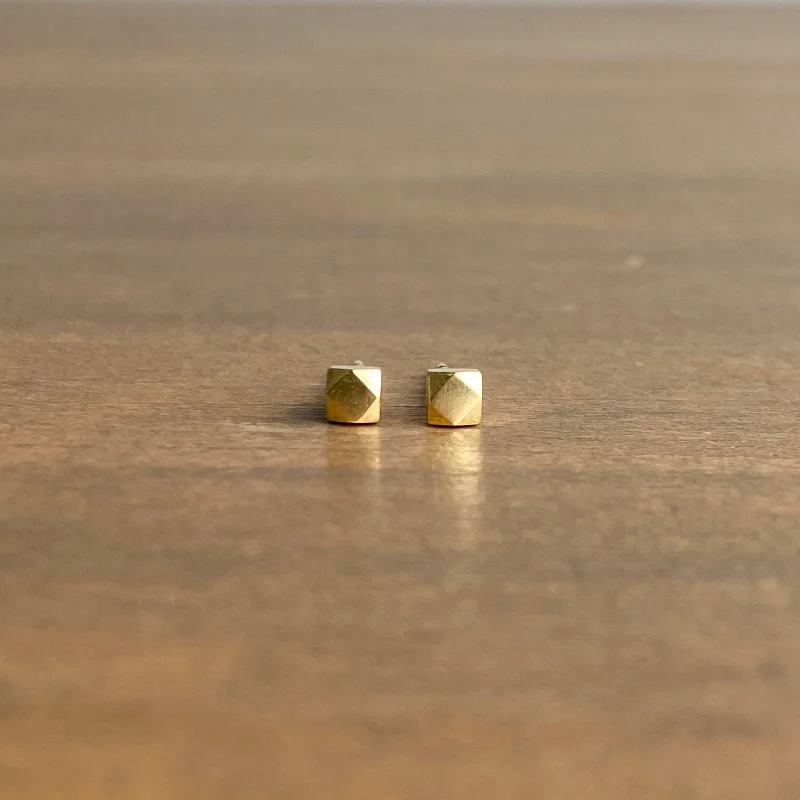 Small Gold Faceted Stud Earrings