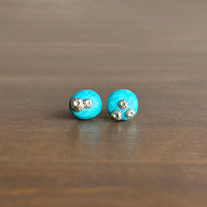 Turquoise Ruthie B. Stud Earrings with Barnacles