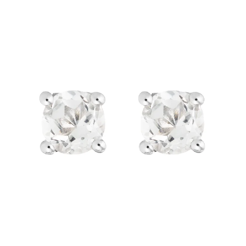 White Topaz 14K White Gold 4mm Stud Earrings