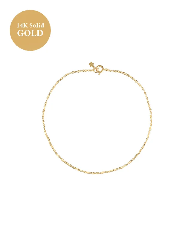 14K Solid Gold Hong Rope Bracelet