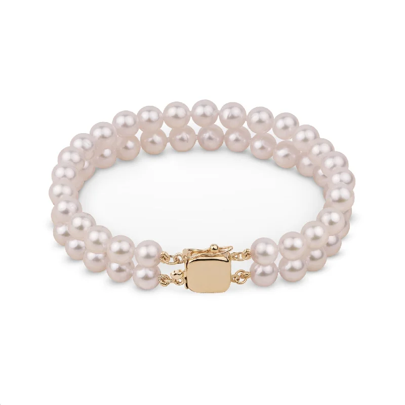 6.0-6.5 mm Double Strand White Akoya AAA Pearl Bracelet