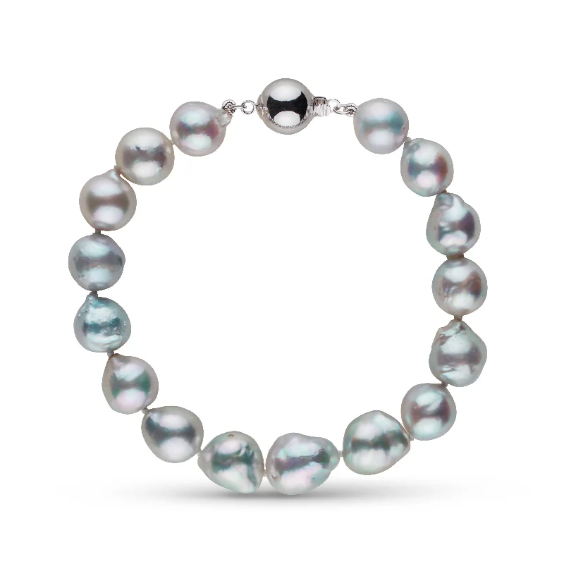 9.0-9.5 mm Silver-Blue Akoya Baroque Pearl Bracelet