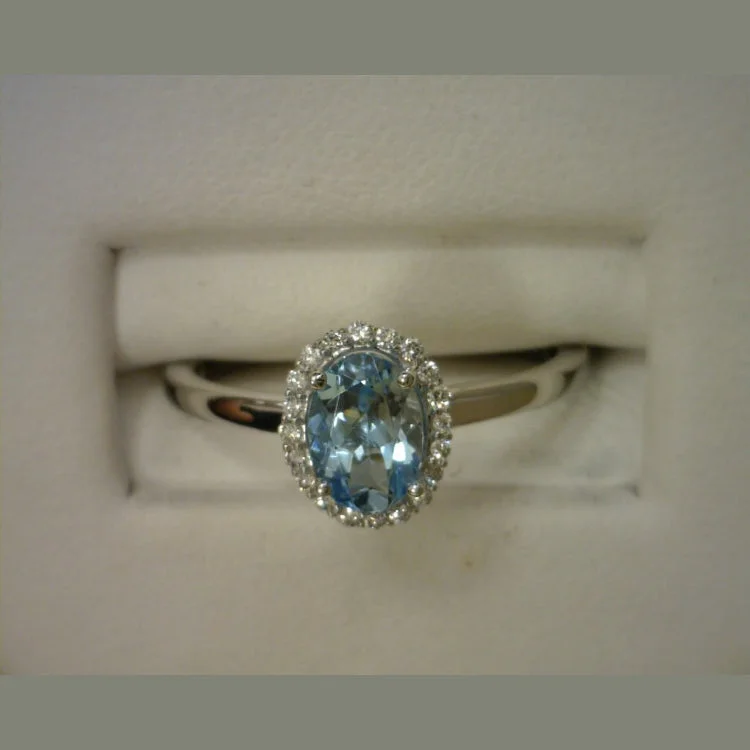 Halo Aquamarine Ring