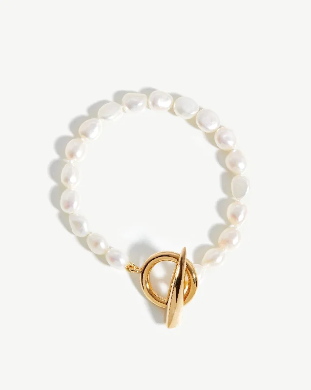 Baroque Pearl Claw T-Bar Bracelet | 18ct Gold Vermeil/Pearl