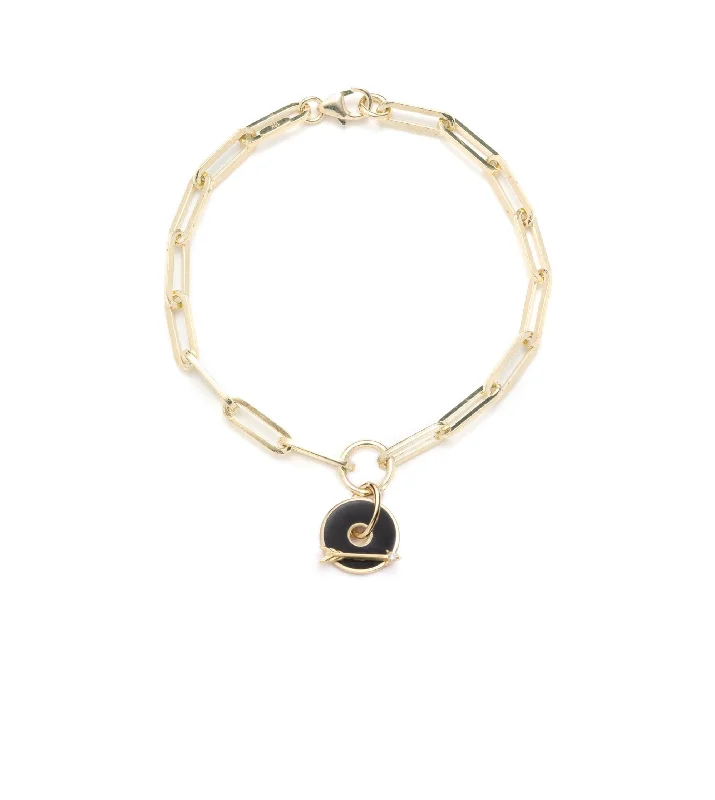 Arrow - Dream : Black Disk Classic Fob Clip Chain Bracelet